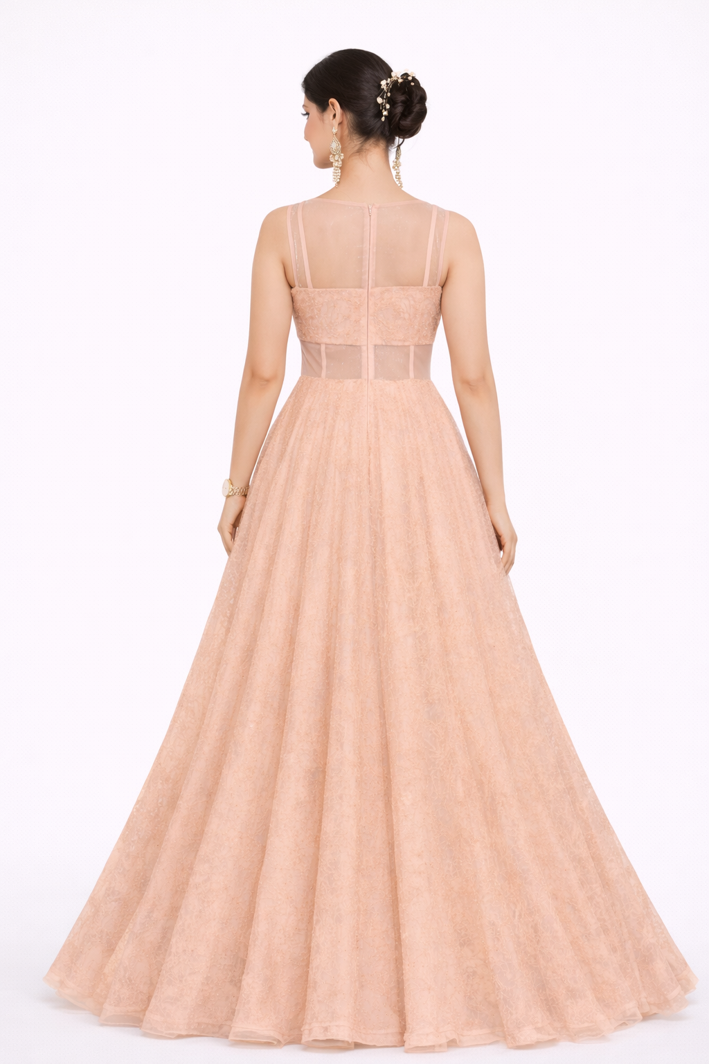 Women’s Elegant Peach Party Wear Gown