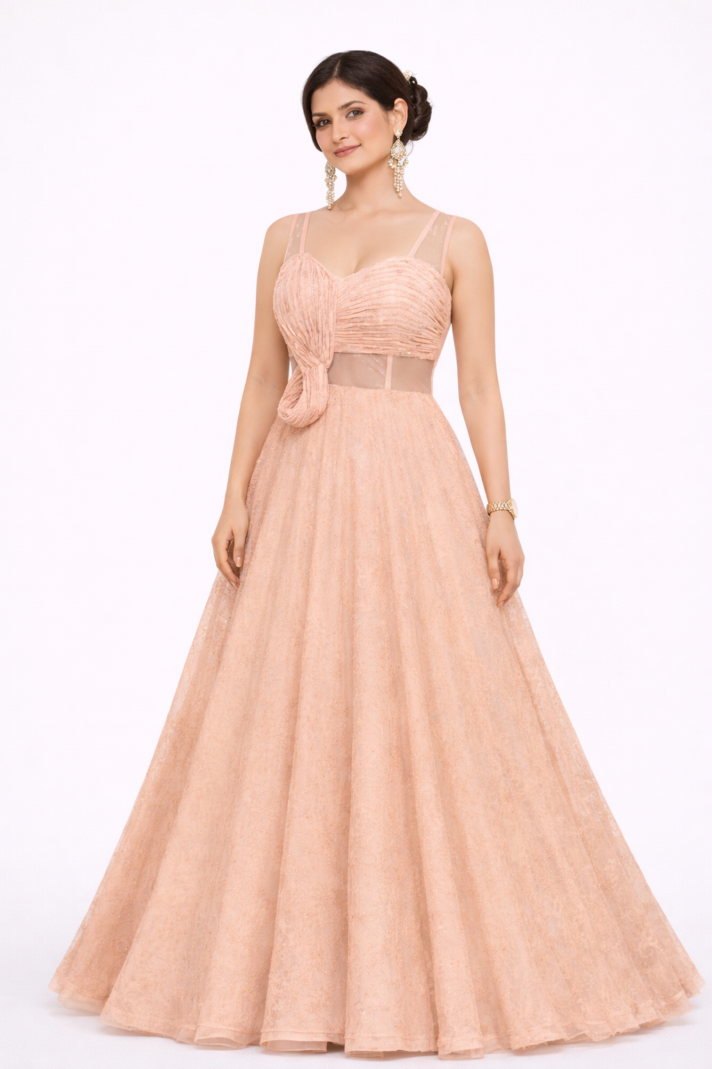 Women’s Elegant Peach Party Wear Gown