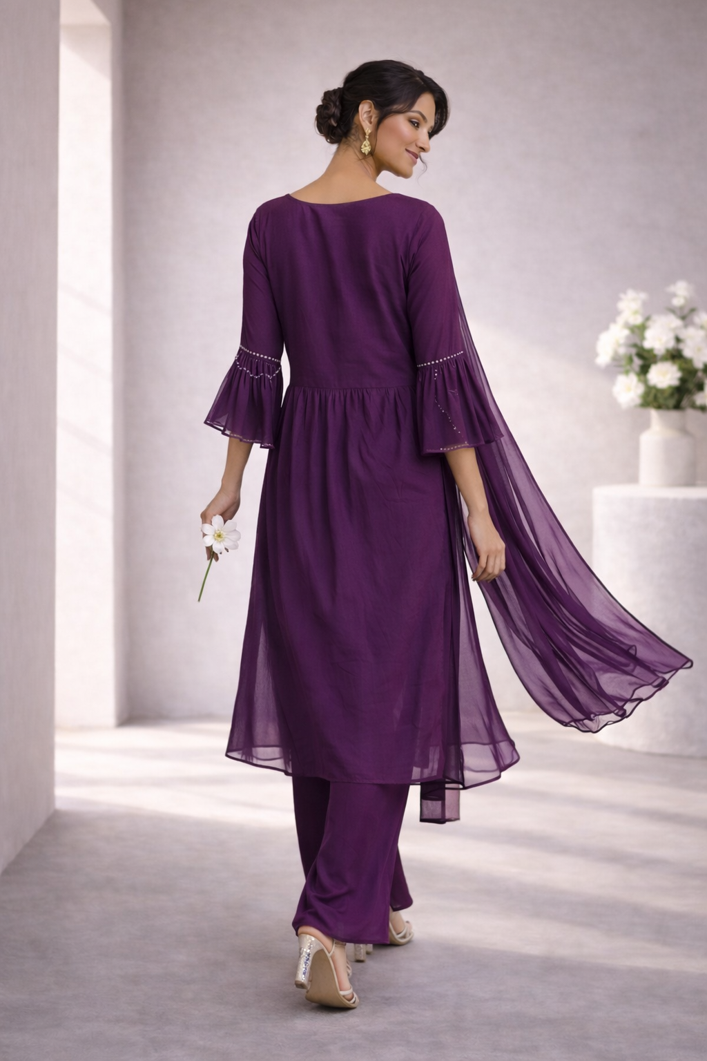 Elegant Purple Embroidered Kurta Set for Women | Festive & Party Wear Suit with Dupatta