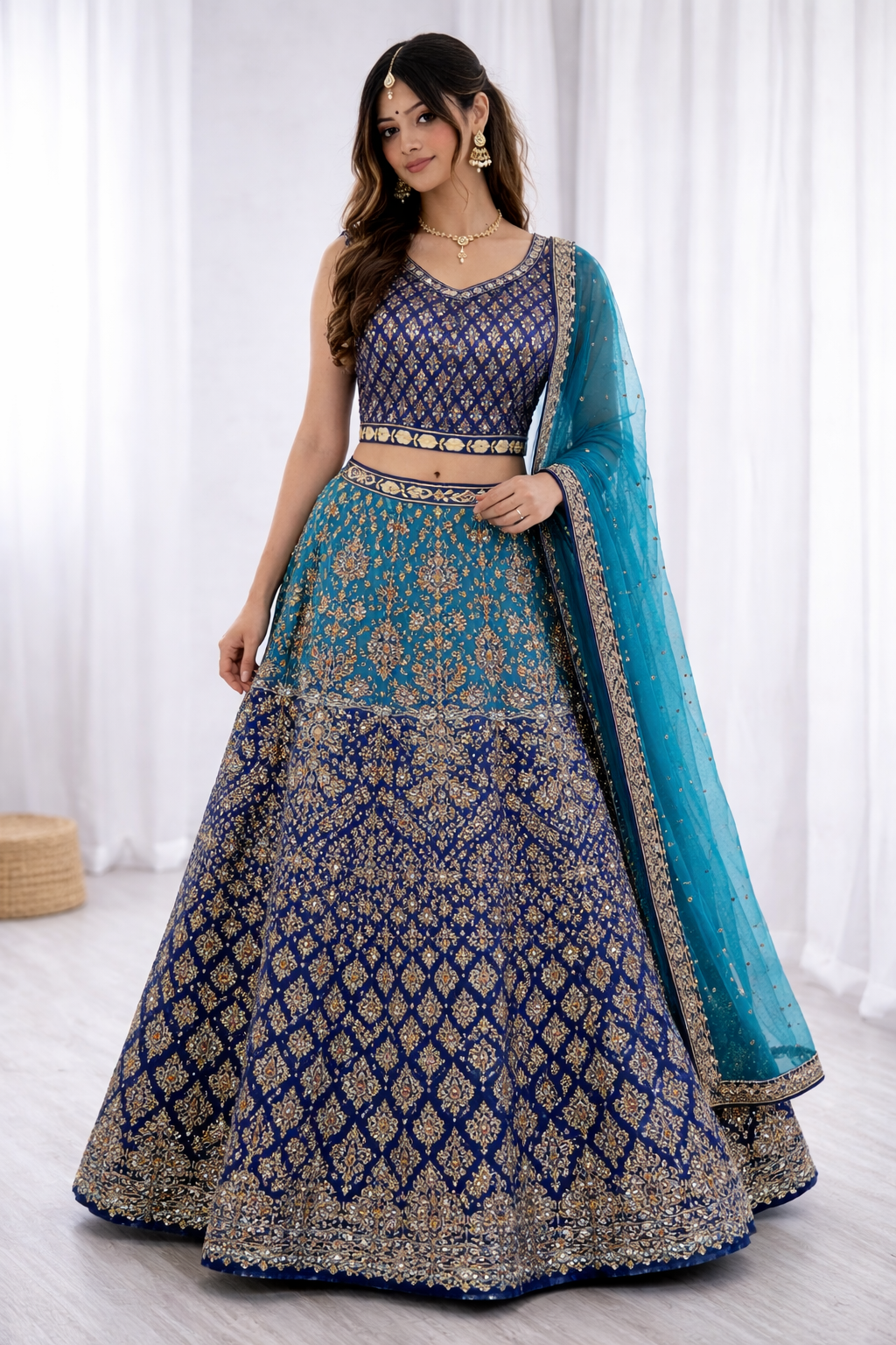 Women’s Designer Blue Lehenga Choli with Dupatta | Party & Wedding Wear