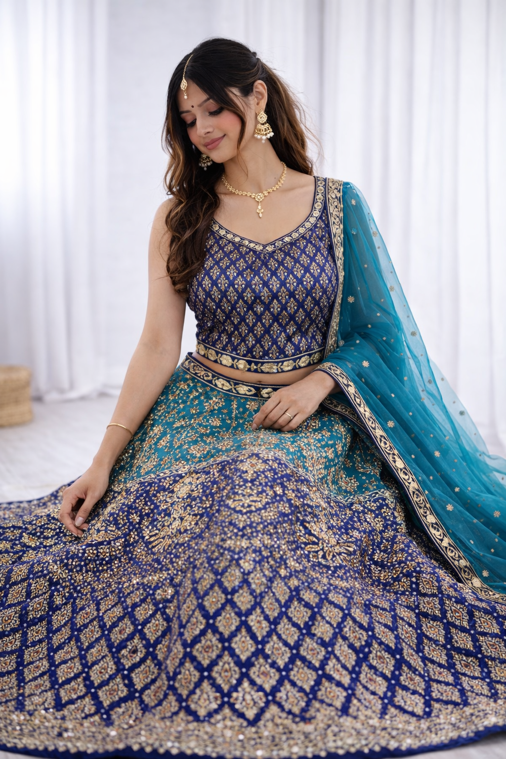 Women’s Designer Blue Lehenga Choli with Dupatta | Party & Wedding Wear