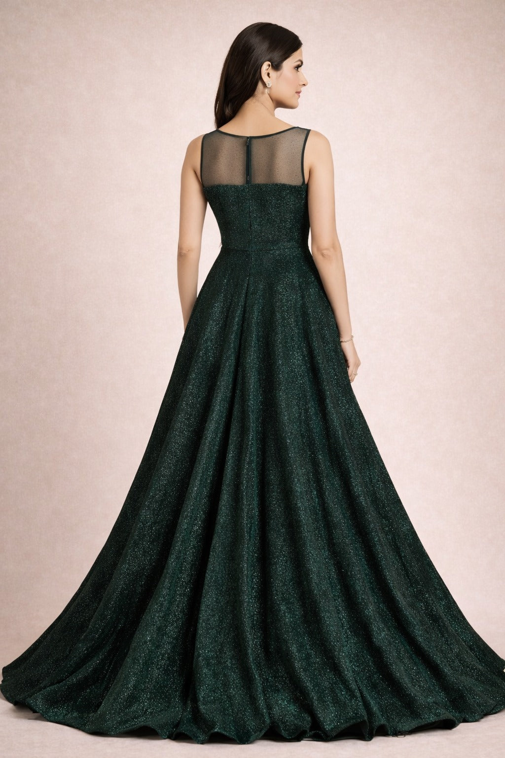 Dark Green Party Wear Gown for Women | Elegant Long Ethnic Dress